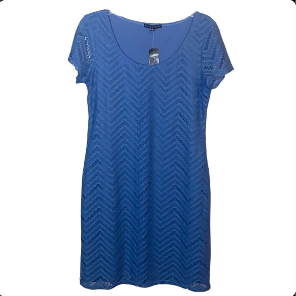 Tiana B. Dresses & Skirts - NWT Tiana B. Blue Open-Knit Knee-Length Dress, Size Medium